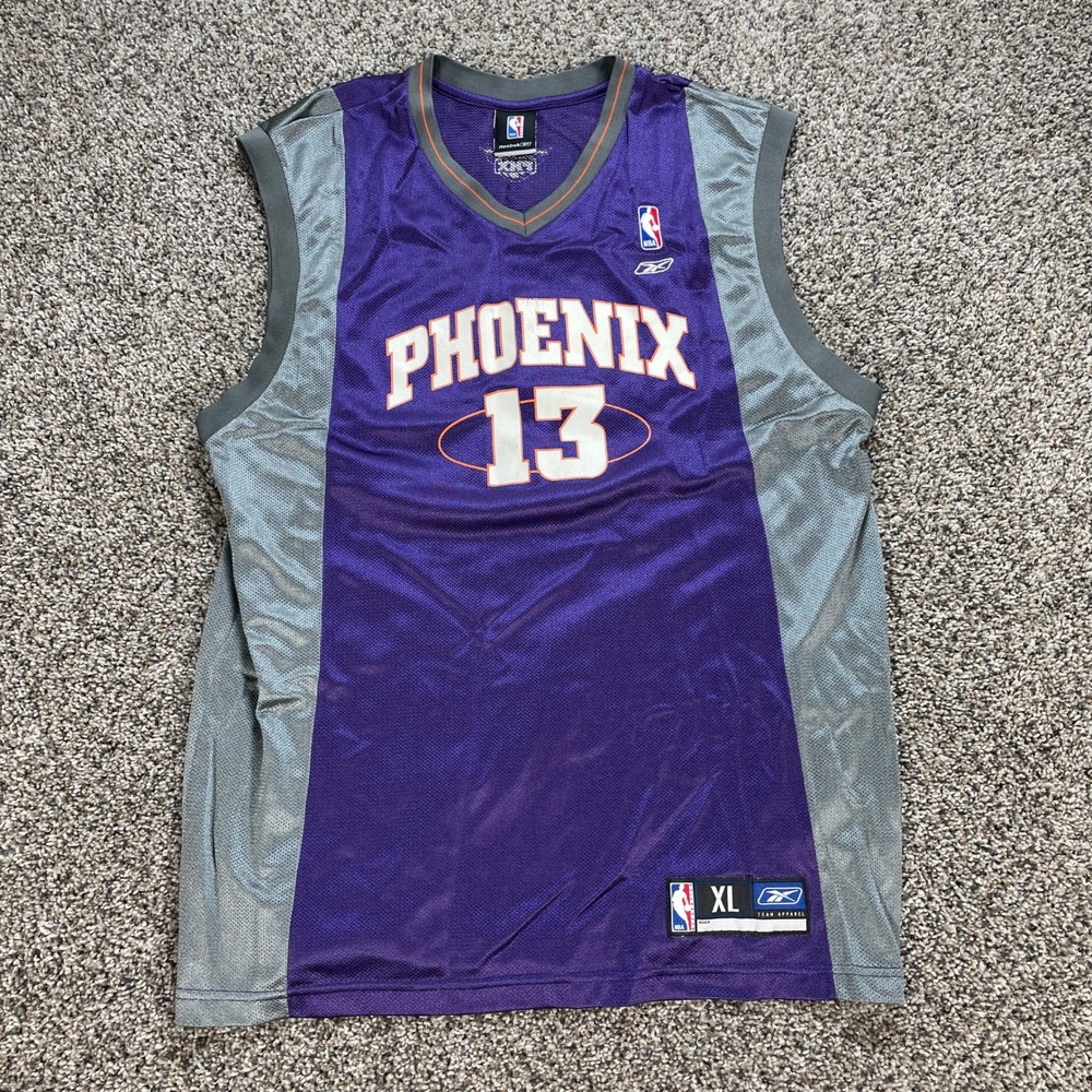 Reebok Phoenix Suns Steve Nash 13 Men's XL NBA Jersey Purple Grey Vintage Mesh